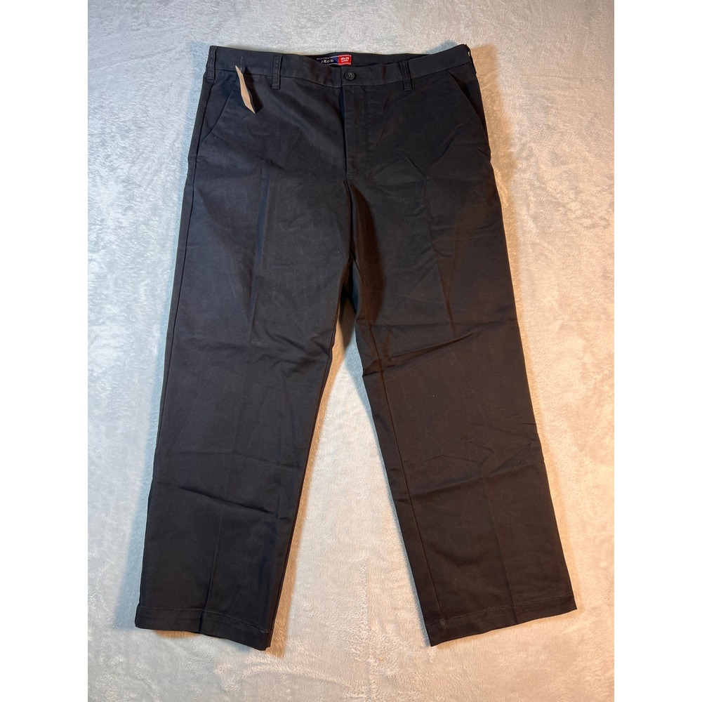 IZOD Mens Black Classic Performance Stretch Flat Front Pants 40W 29L